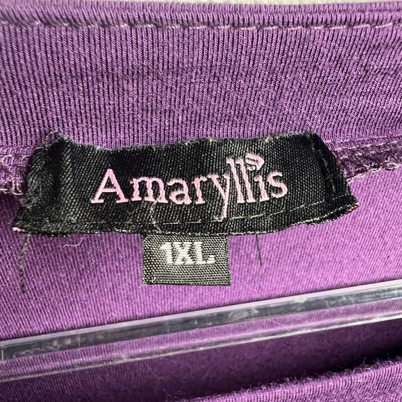 AMARYLLIS Crochet Lace Long Sleeve Blouse Pullover Crewneck Purple Plus Size 1XL - Picture 8 of 9